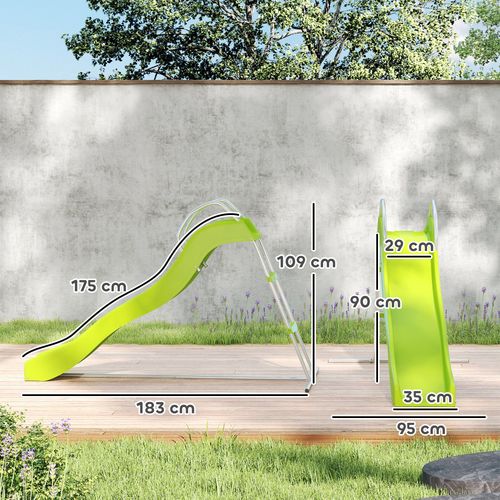 AIYAPLAY Freestanding Garden Wavy Slide for Kids with Climbing Ladder, Green