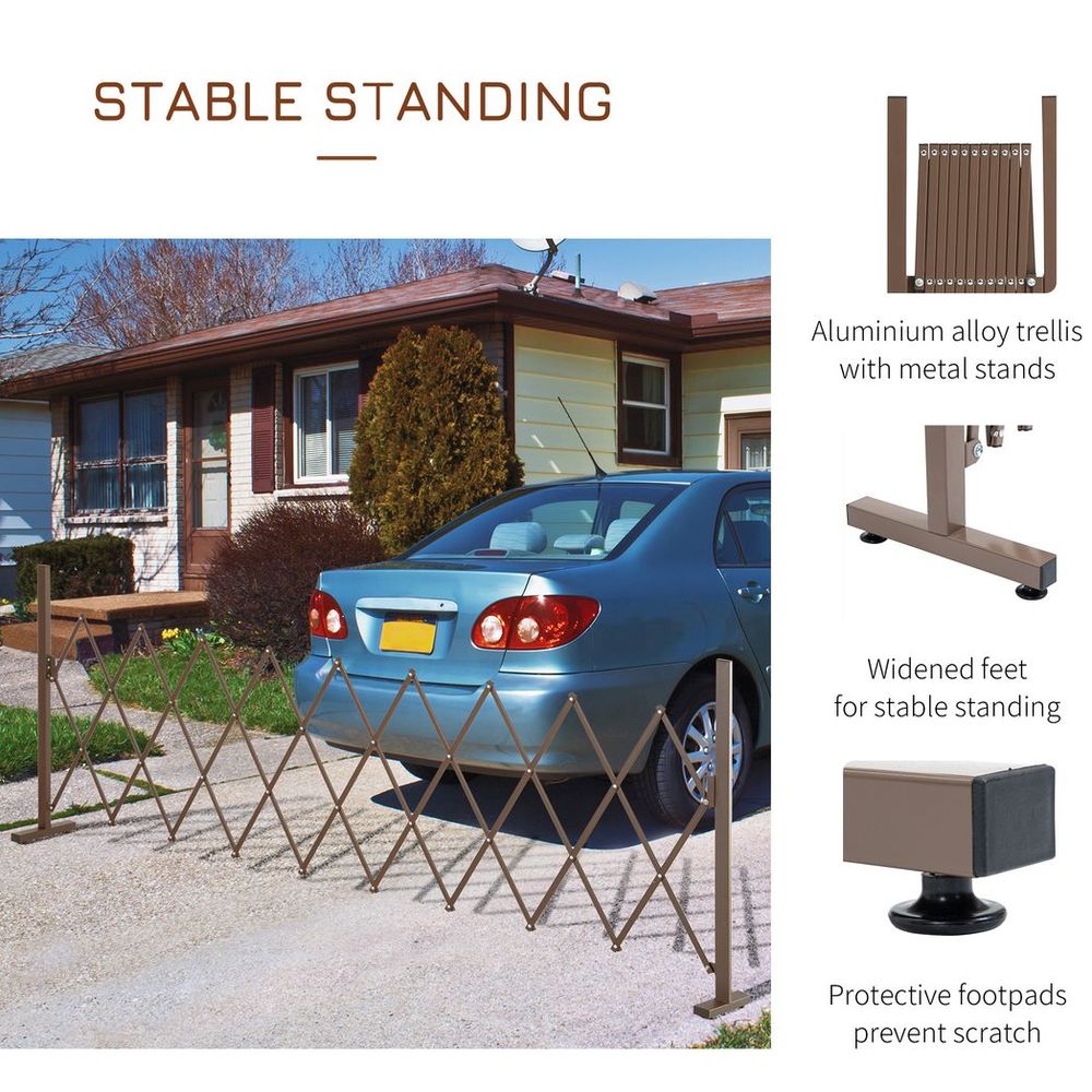 Outsunny Aluminum Fence Panel - Foldable & Movable - Dark Brown - Best Quality