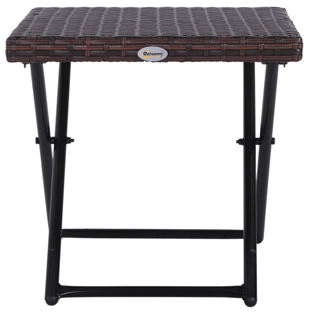 Premium Folding Square Rattan Coffee Table - Outdoor Bistro Balcony Garden - High-Quality Steel Frame - Weather Resistant