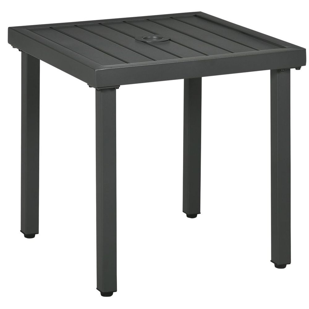 Premium Outsunny Garden Side Table - Durable Steel Frame, Umbrella Hole - Perfect for Patio, Balcony