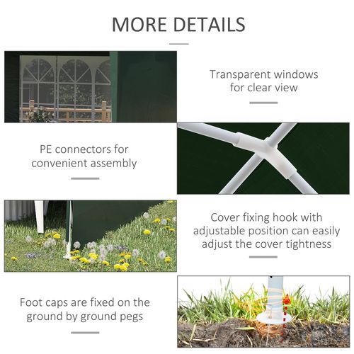 Outsunny 6m x 3m Garden Gazebo Marquee Canopy Party Tent Canopy Patio Green