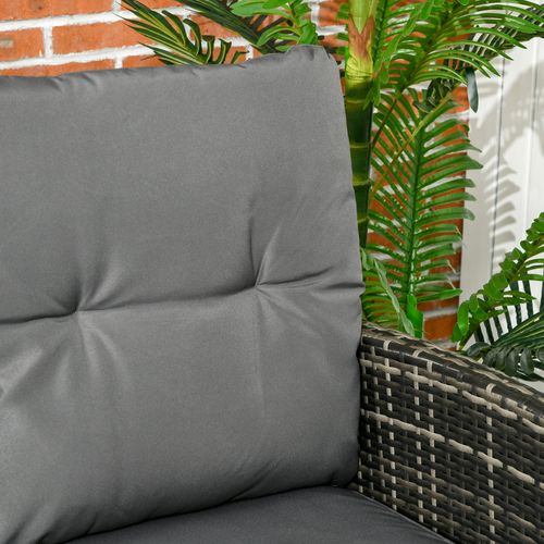 Outsunny Rattan Garden Furniture Sofa Set, 2 Armchairs 2 Footstools Table Grey