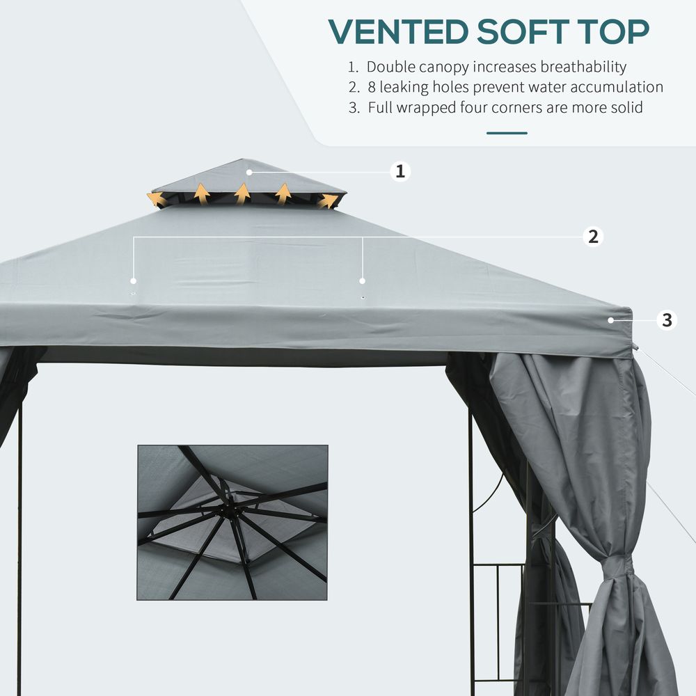 Premium 3x3m Metal Gazebo - Perfect for Weddings, Parties & Patios - Dark Grey