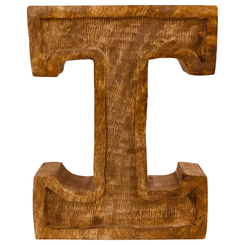 Hand Carved Wooden Embossed Letter I