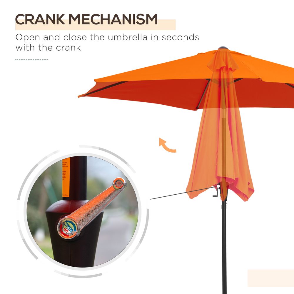 Patio Umbrella Parasol Sun Shade Garden Aluminium Orange 2.7M Outsunny