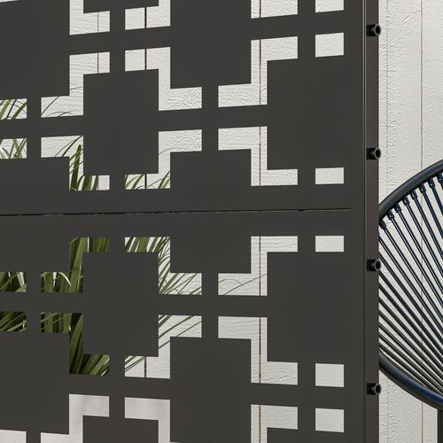 Outsunny 6.5FT Metal Outdoor Privacy Screen Panel w/ Stand, Grid Style
