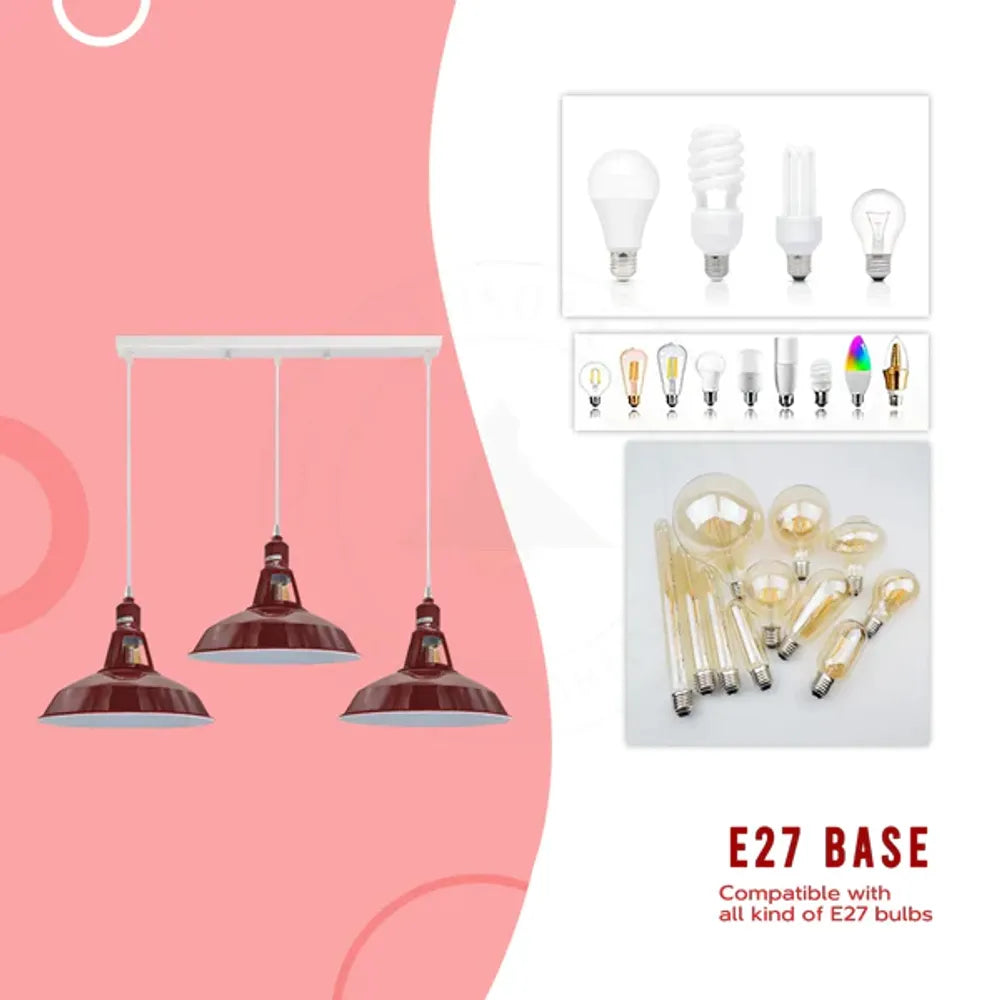 Industrial Vintage Loft Kitchen Bar 3 Lights Fittings Ceiling Lights Chandelier Barn-slotted Metal Light Shade