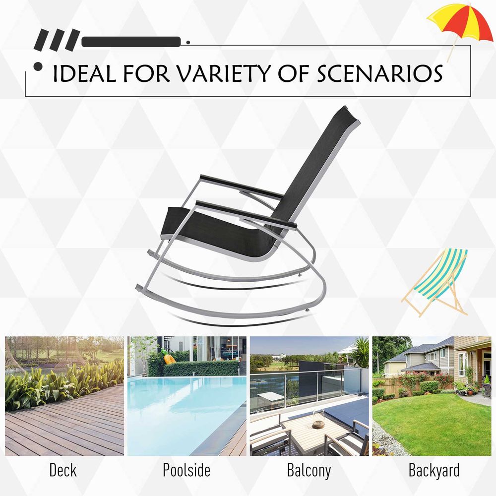 Outdoor Texteline Rocking Chair - Black/Silver