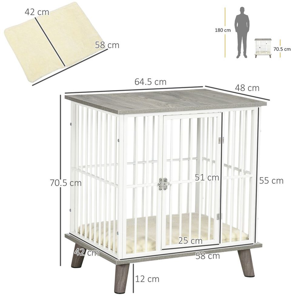 PawHut Dog Crate Furniture, Indoor Dog Kennel Side End Table, 64.5x48x70.5 cm