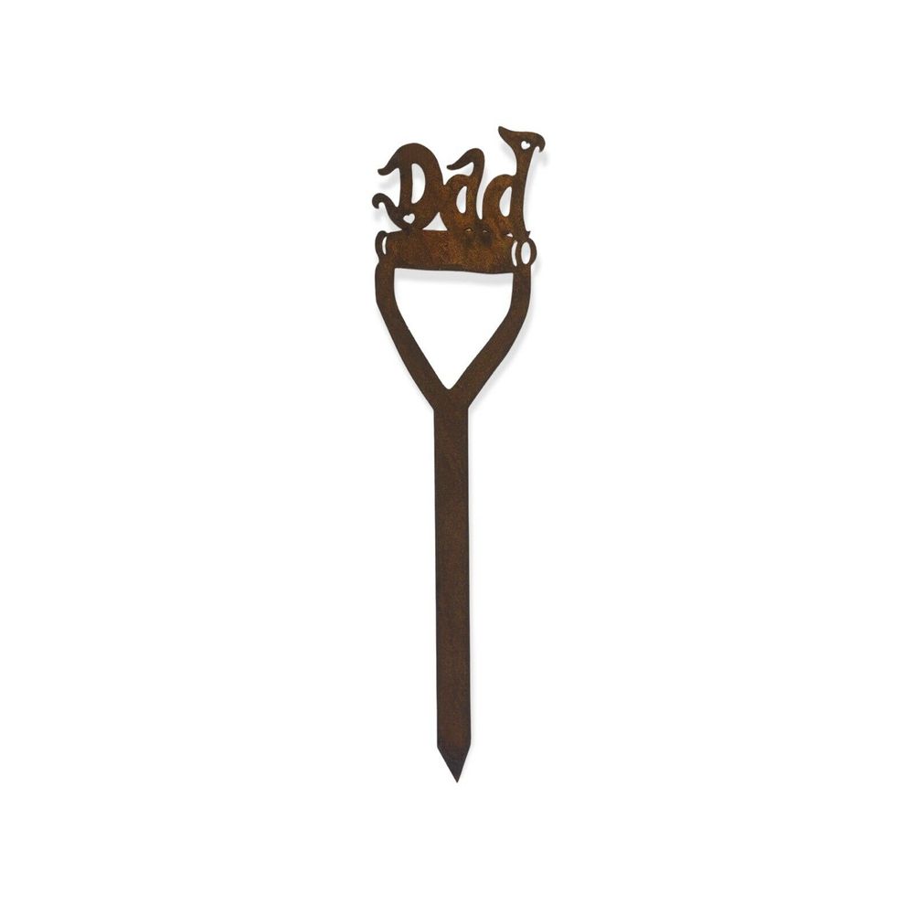 DAD on a Spade Garden Sign - Rusty Metal Outdoor Decor - Perfect Gift for Fathers Day