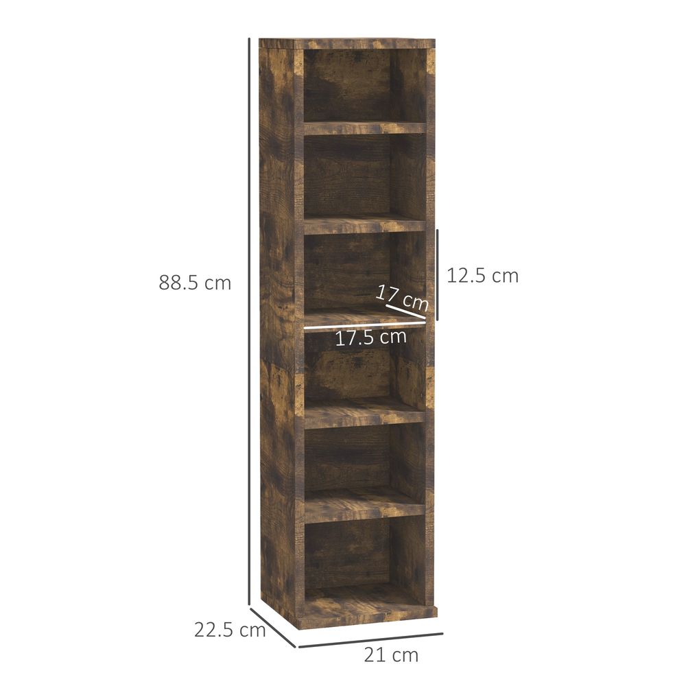 HOMCOM Set of 2 CD Media Display Shelf Unit Tower Rack Adjustable, Rustic Brown