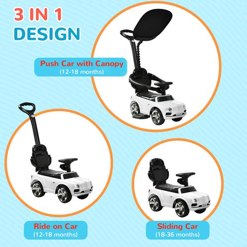 AIYAPLAY Bentley Bentayga Licensed Baby Push Car w/ Under Seat Storage - White