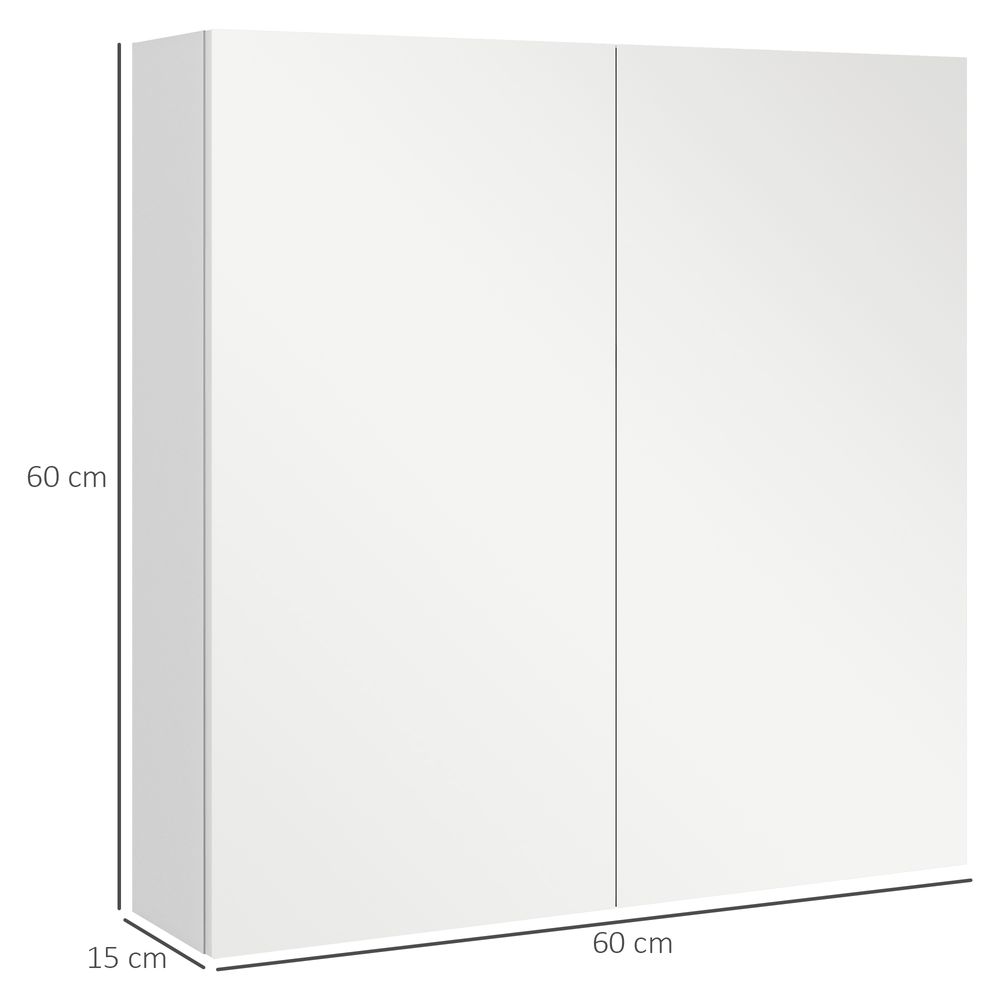 kleankin Wall Mounted Bathroom Storage Cupboard W/ Mirror and Shelf, White