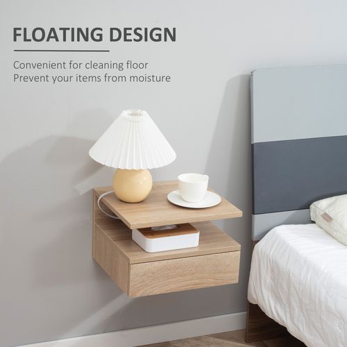 HOMCOM Nightstand Set of 2, Wall Mounted Bedside Cabinet