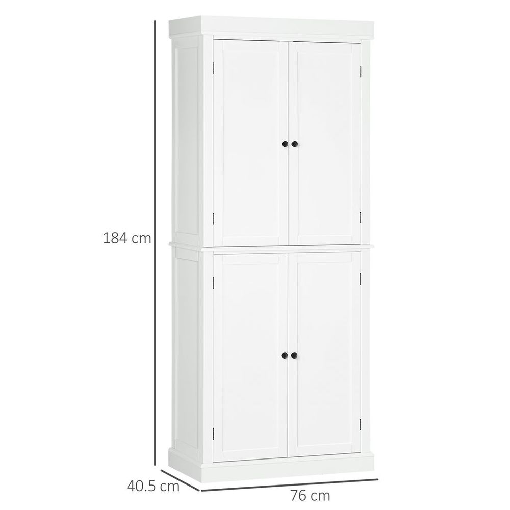 Freestanding Kitchen Cupboard, 6-Tier Cabinet Organizer w/ 4 Adjustable, White