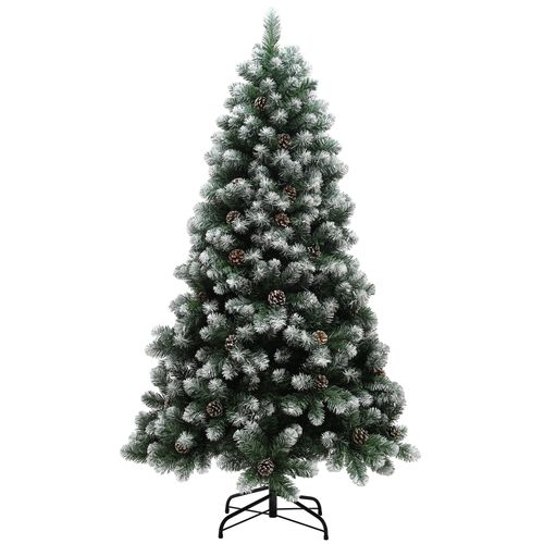 HOMCOM 5ft Artificial Pine Christmas Tree with Pinecones, Steel Base