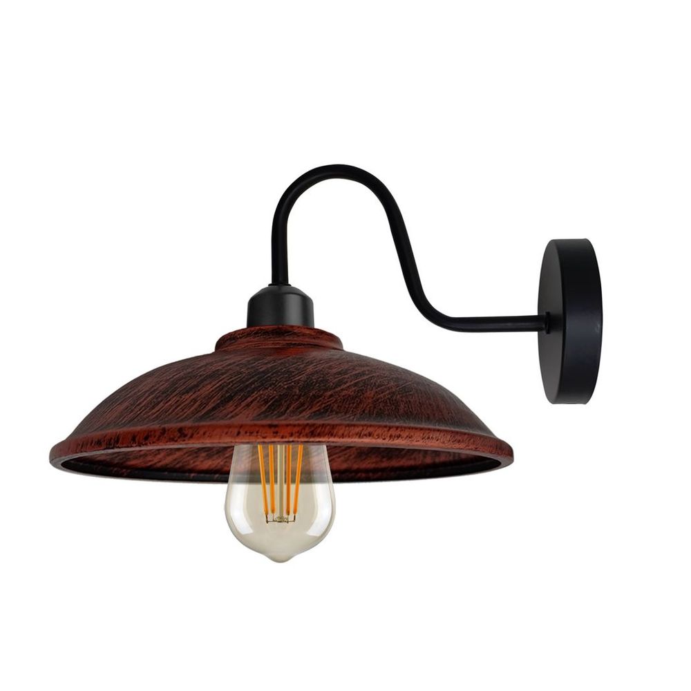 Vintage Rustic Red Wall Light Fixture, Black Wall Sconce, E27 Base Socket, Swan Neck Shape Shade - High-Quality, Durable