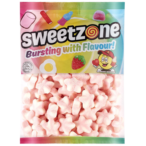 Fizzy Pink & White Stars 1kg Bag Sweets
