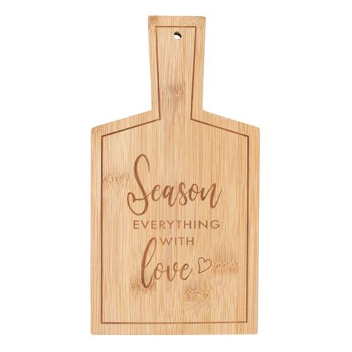 لوح تقديم من خشب البامبو بنقش "Season Everything with Love"