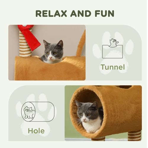 PawHut Cat Tree, 98cm Deer Themed Cat Tower for Indoor Cats and Kittens
