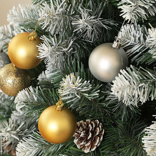 HOMCOM 5ft Artificial Pine Christmas Tree with Pinecones, Steel Base