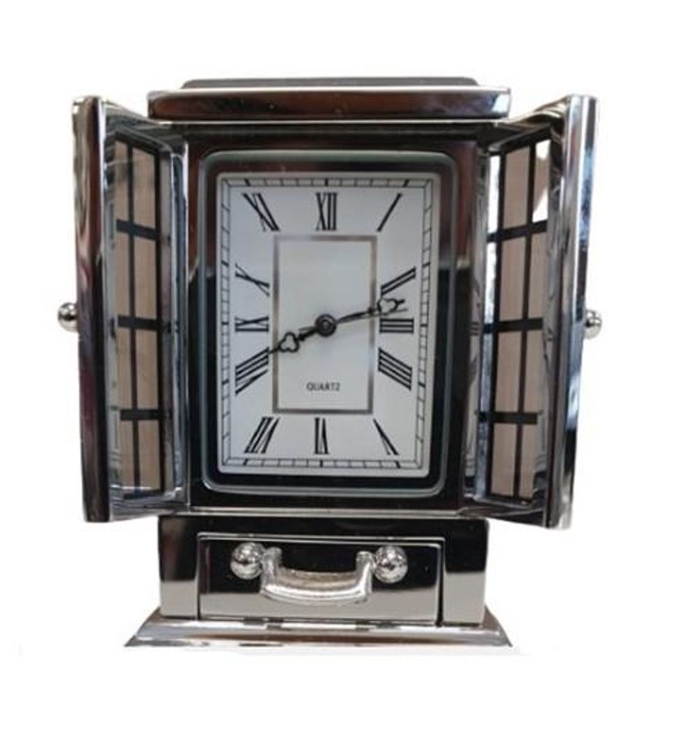 Silver Plated Solid Brass Mini Clock - Elegant Timepiece for Home Decor - CLEARANCE!