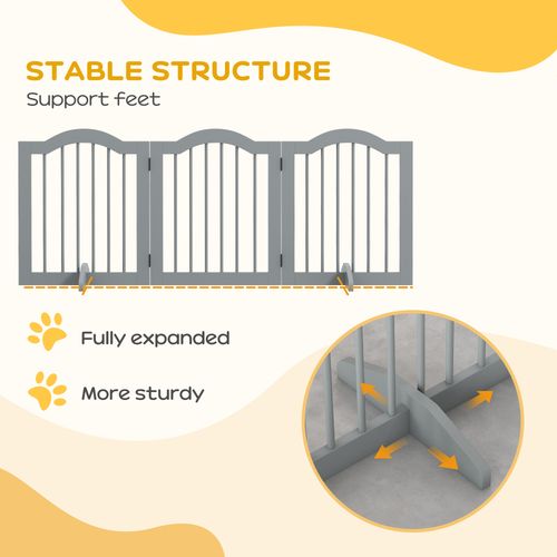 PawHut Freestanding Pet Gate Barrier 3 Pannel w/ Support Feet