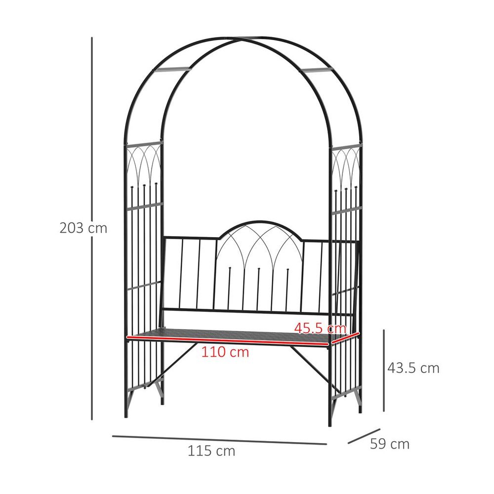 Garden Arch Bench Outdoor Patio Trellis Arbor Climbing Plant Antique Black