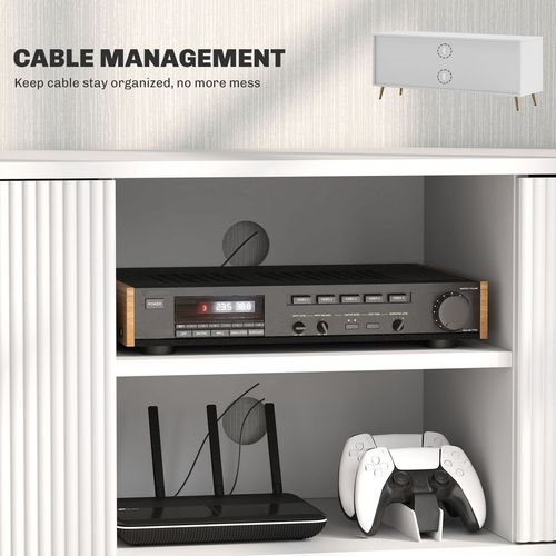 HOMCOM Modern TV Stand Cabinet with Storage for Living Room, White