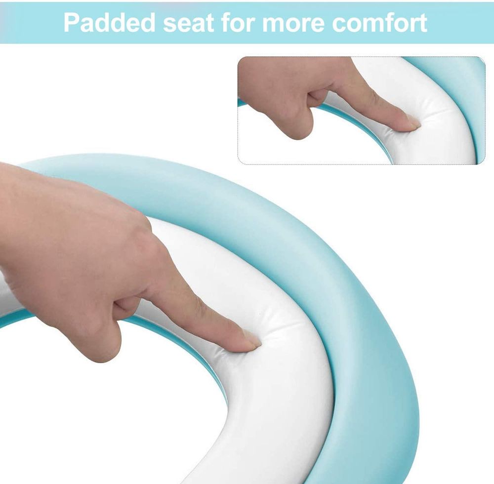 KEPLIN Toddler Toilet Training Seat Ladder - Sturdy, Non-Slip, Soft Cushion - Easy Assembly - Ages 1-7 (Blue)