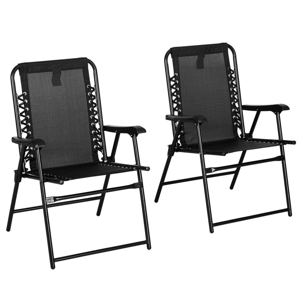 Premium Outsunny Patio Chairs: 2-Pack Folding Loungers, Portable & Durable - Black