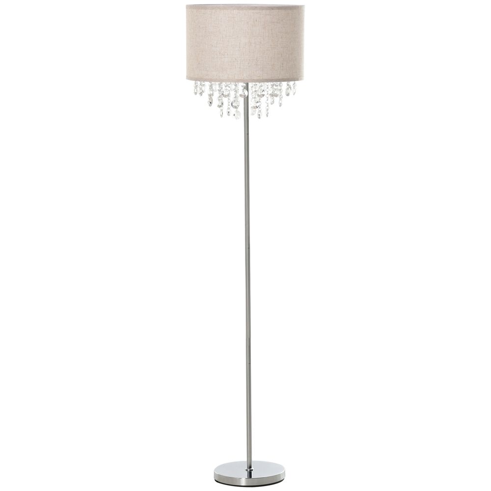 Premium Crystal Pendant Floor Lamp - Modern Steel Design - Silver & Cream - High Quality & Attention to Detail