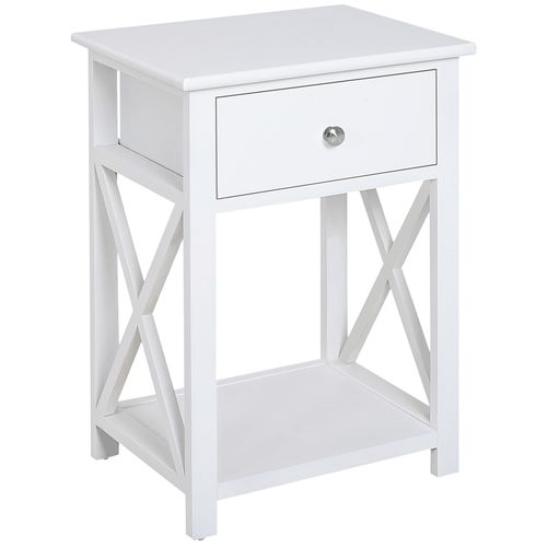 HOMCOM 55cm End Side Table w/ Drawer Shelf Stand Home Storage Furniture