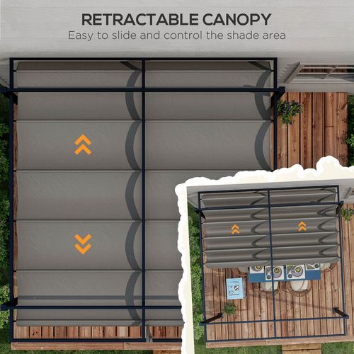 Outsunny 3 x 3(m) Pergola with Retractable Roof and Aluminium Frame, Grey