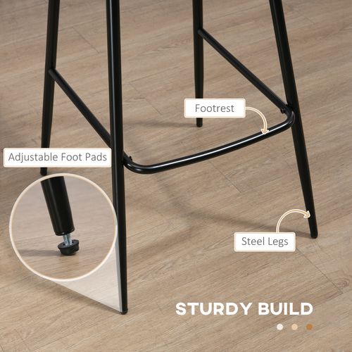 HOMCOM Bar Stools Set of 2, PU Leather Bar Chairs with Back and Steel Legs