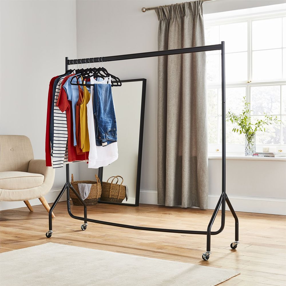 Premium 5FT Black Clothes Rail: Sturdy, Easy to Assemble & Extra Hanging Space