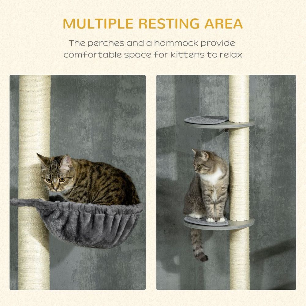 Ultimate 250cm Cat Tree: 5-Level Tower, Hammock, Floor-to-Ceiling Design