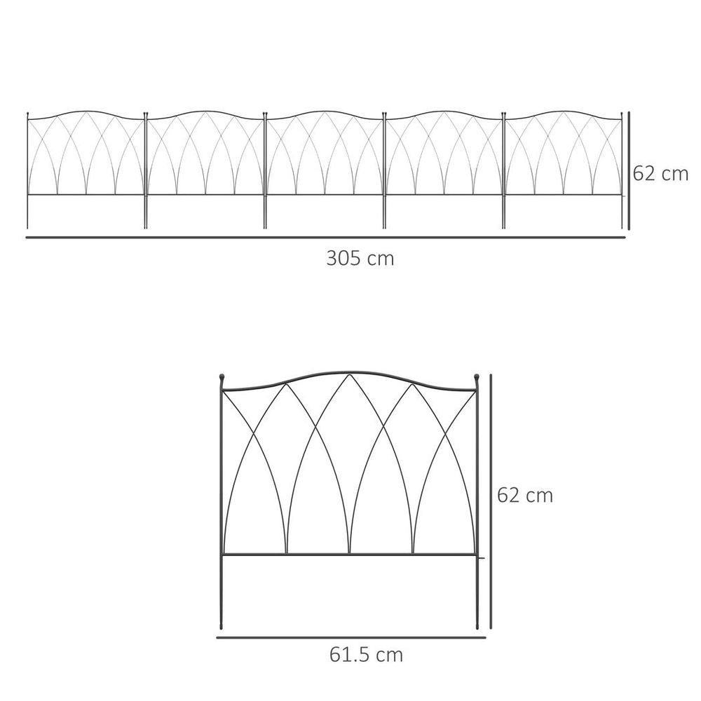 Outsunny Metal Border Edging - Decorative Garden Fencing, 5PCs