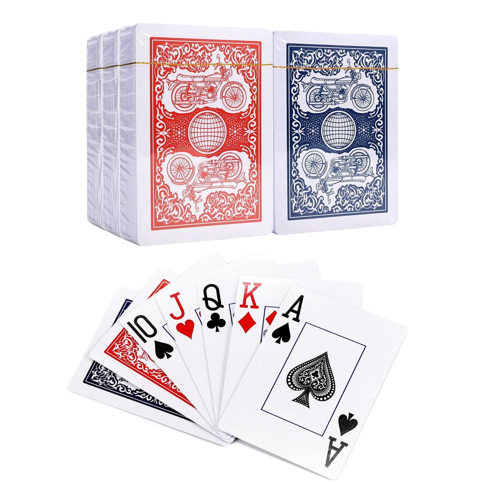 Vinsani Traditional Motorbike Poker Casino Plastic Coated Playing Cards Decks (2 / 4  / 6 / 12)