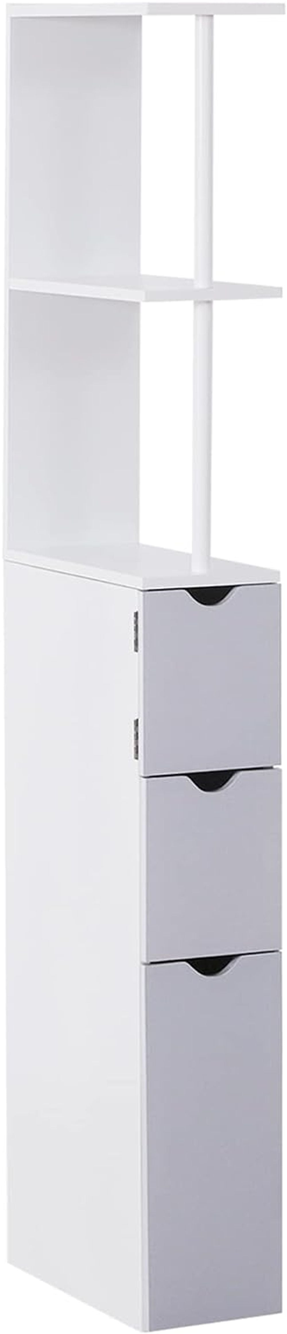 HOMCOM Tall Bathroom Cabinet- Bathroom Storage, Shelf, Drawers White