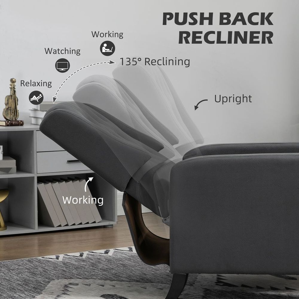 Premium Grey Recliner Armchair - HOMCOM, Button Tufted, Microfibre Cloth