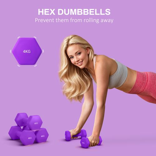 SPORTNOW Set of 2 Hexagonal Dumbbells Weights Pair, 2 x 4kg
