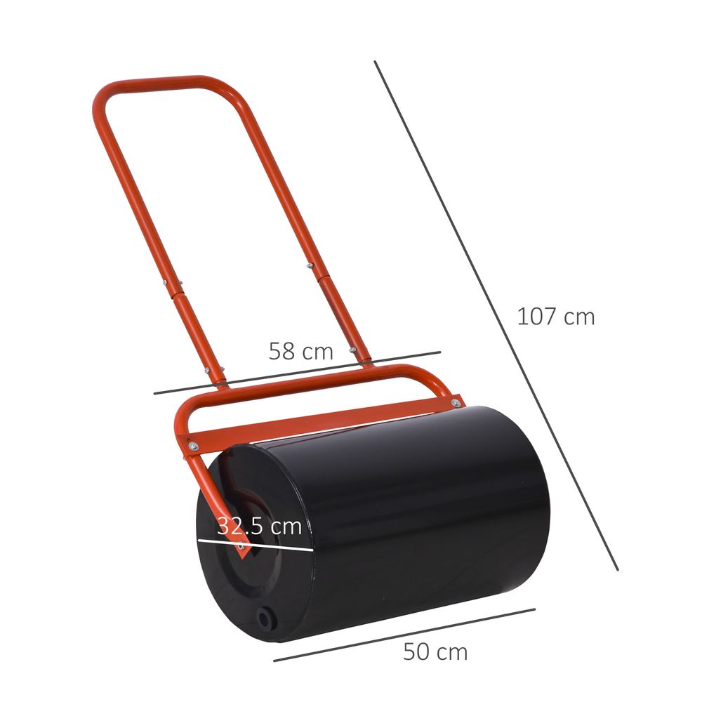 Combination Push/Tow Lawn Roller Filled with 38L Sand or Water | High-Quality Steel | Garden Outsunny