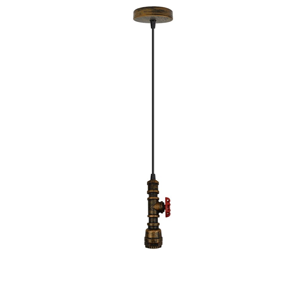 Vintage industrial metal pendant pipe light E27 fitting 95cm adjustable cable