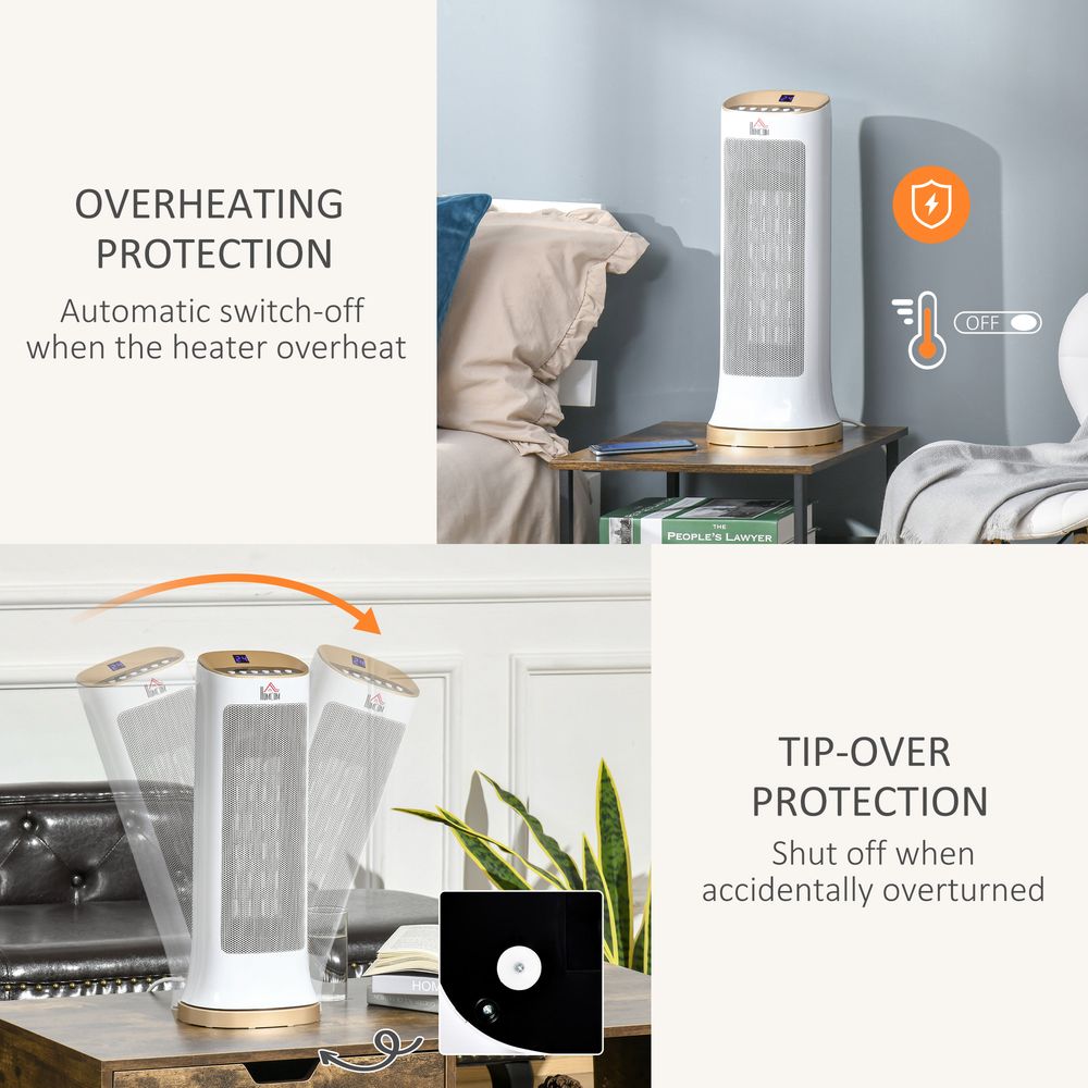 HOMCOM Ceramic Tower Heater - 45° Oscillating Space Heater w/ Remote - Best Quality"