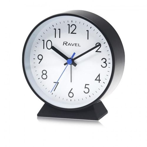 Ravel Bedside Modern Round Large Alarm Clock Black RC049.3