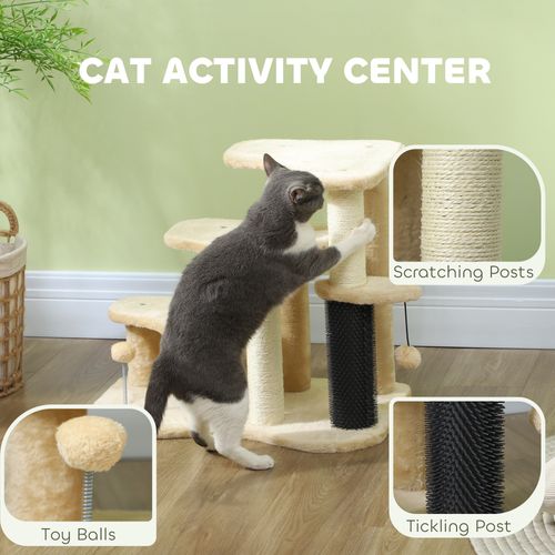 PawHut Cat Tree 2 in 1 Pet Stairs w/ Scratching Tickling Post