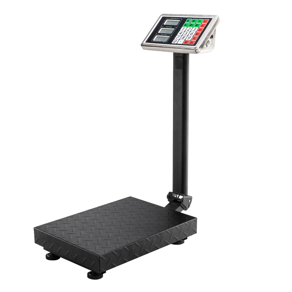100KG/220lbs LCD Digital Personal Floor Postal Platform Scale with 30*40 Platform & 0.6mm Plate Black UK Plug