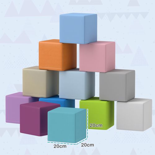 HOMCOM 12 PCs Soft Play Blocks Soft Foam Toy Blue