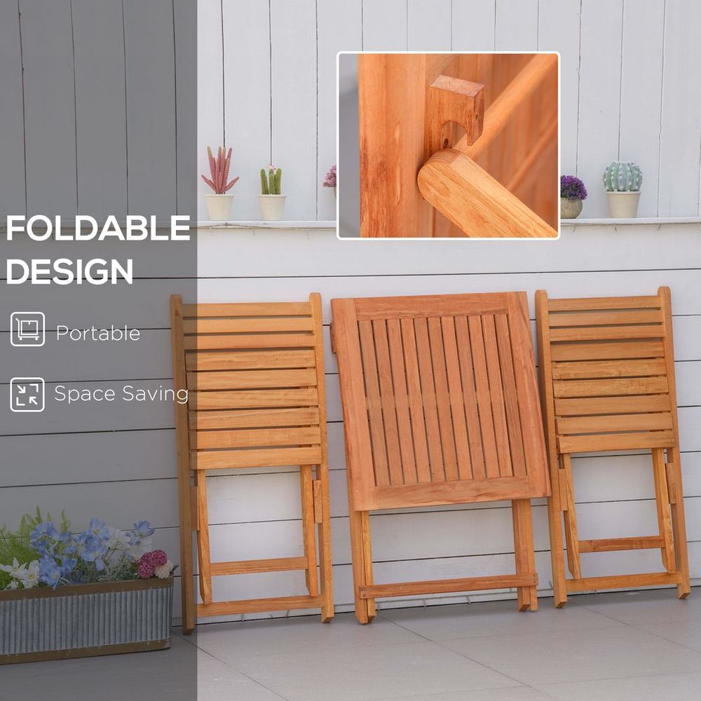 Premium Teak 3Pcs Garden Bistro Set – Folding Outdoor Chairs & Table